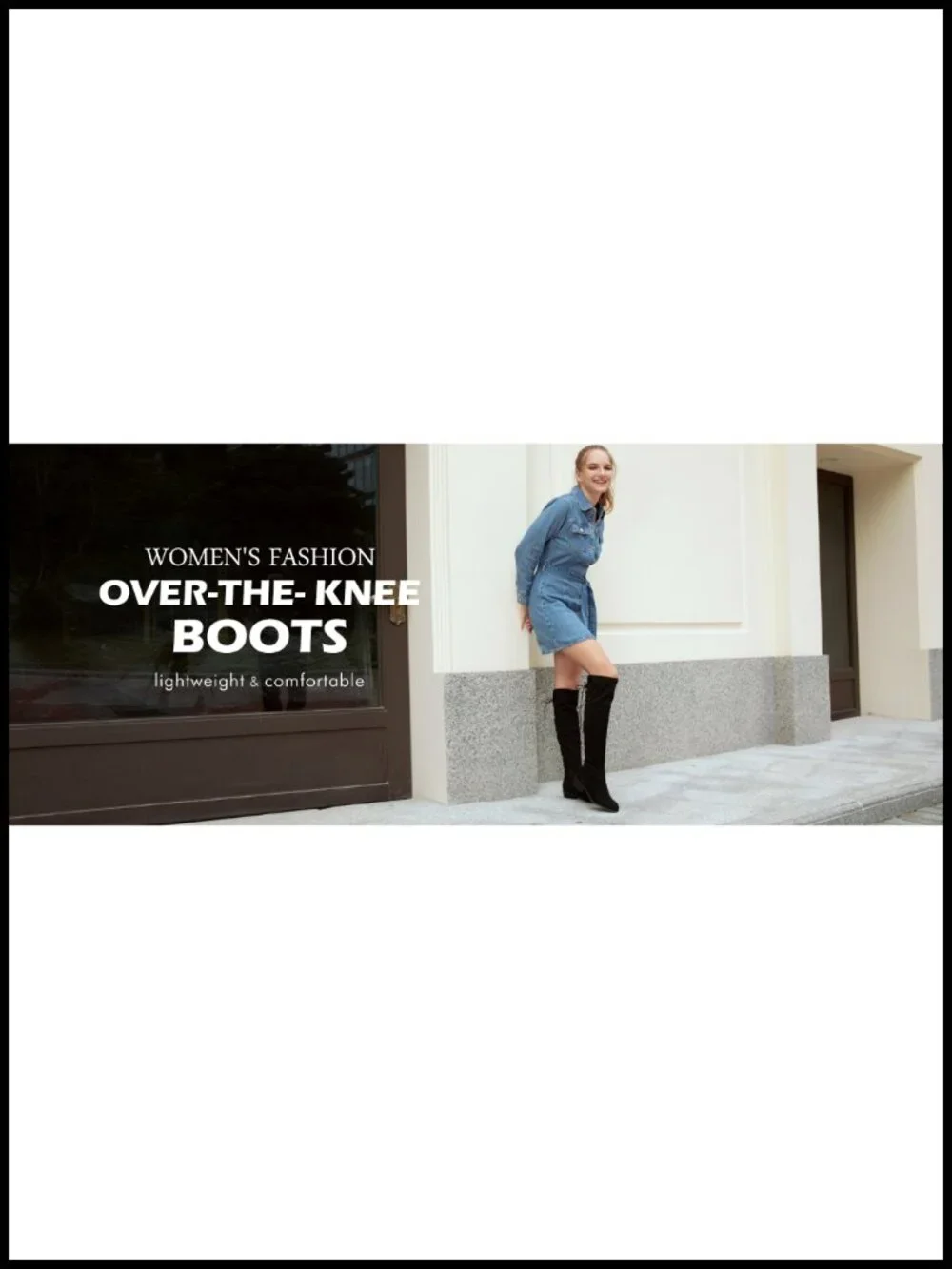 Over the Knee Boots Faux Suede Low Heel Block Heel Round Toe Zip